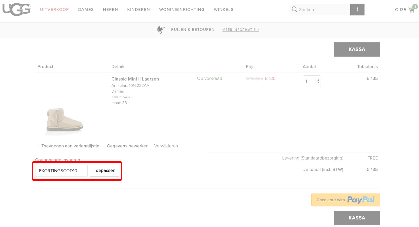 UGG Australia kortingscode gebruiken