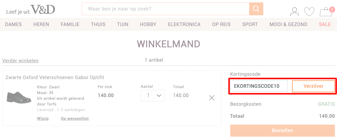 V&D kortingscode gebruiken