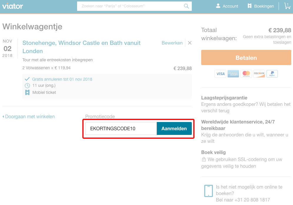 Viator kortingscode gebruiken