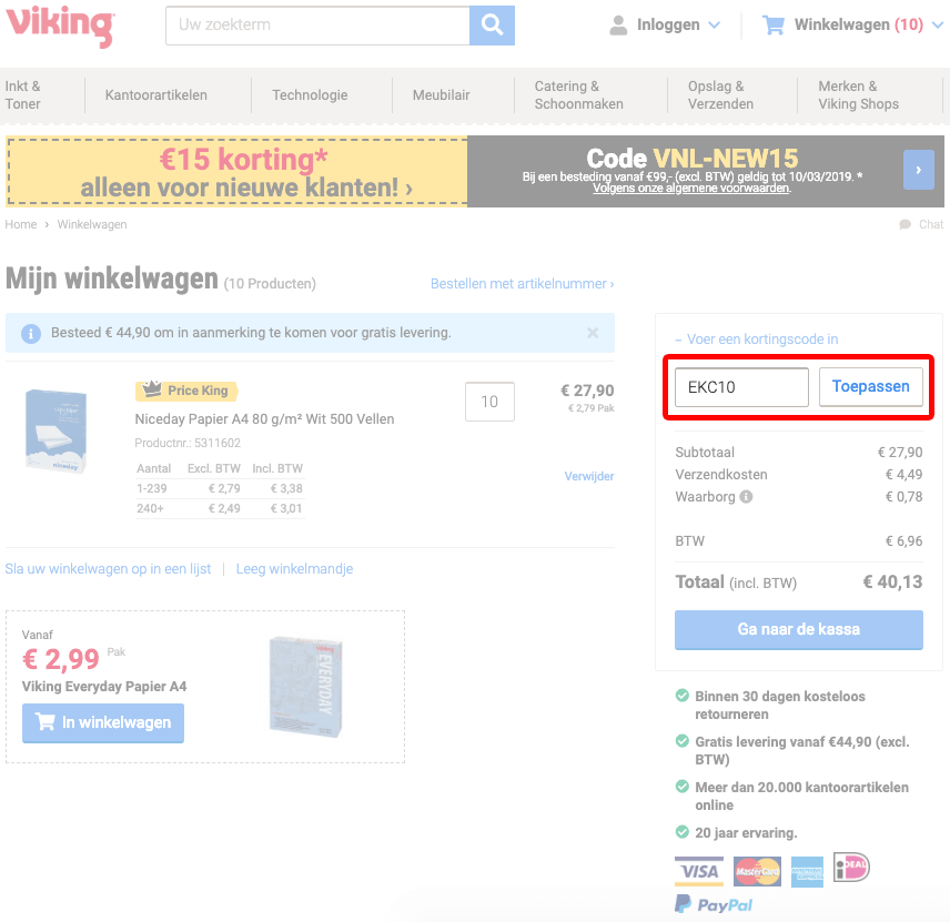 Viking Direct kortingscode gebruiken
