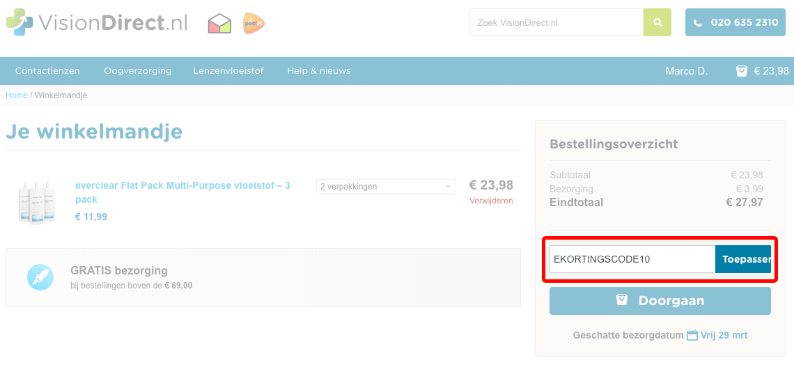 Vision Direct kortingscode gebruiken