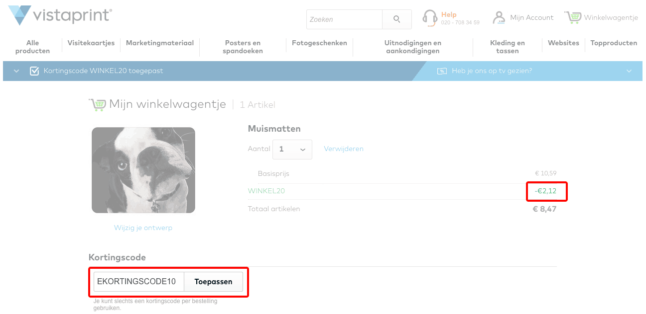 Vistaprint kortingscode gebruiken