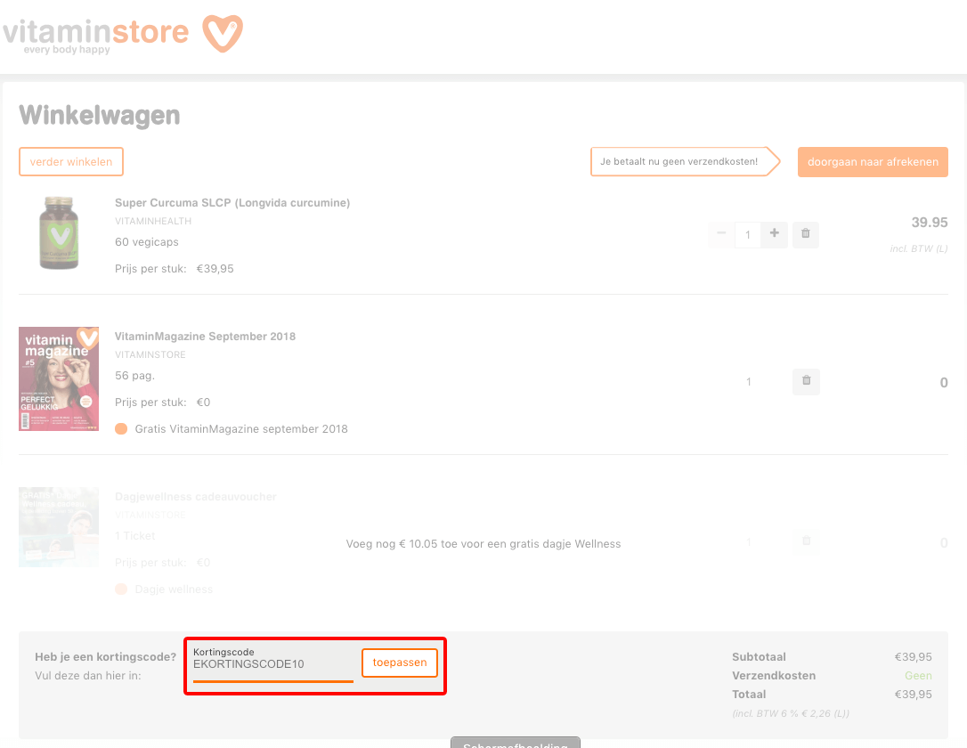 Vitaminstore kortingscode gebruiken