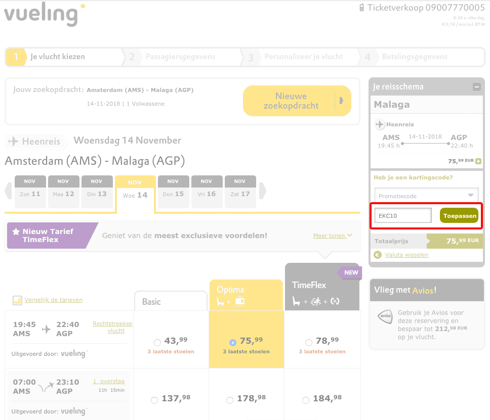 Vueling kortingscode gebruiken