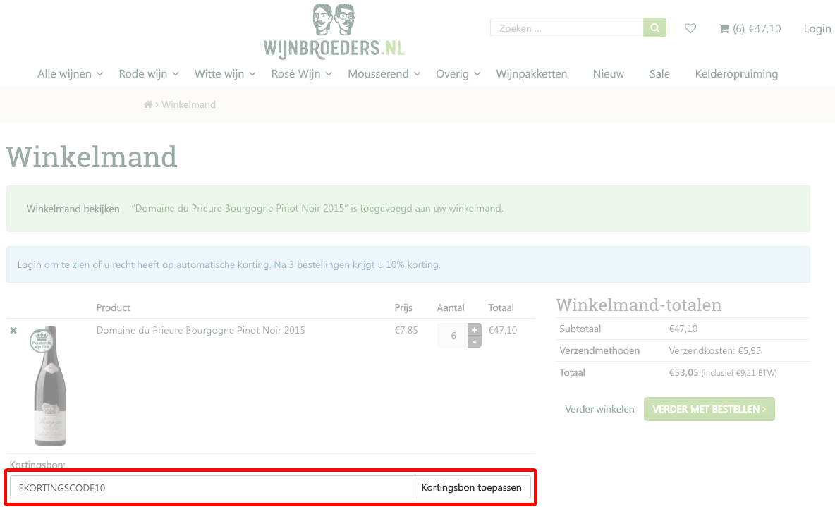 Wijnbroeders kortingscode gebruiken