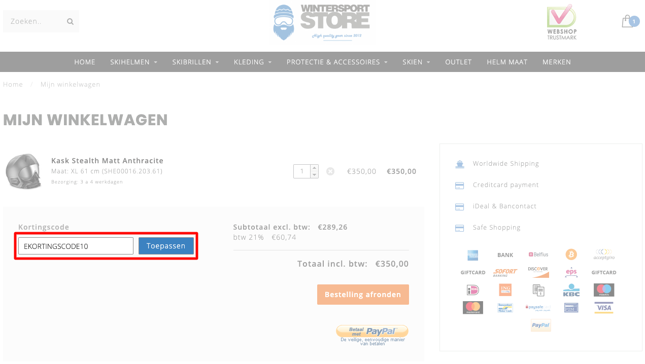 Wintersport-Store kortingscode gebruiken