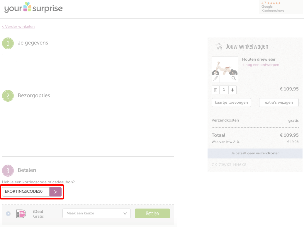 YourSurprise kortingscode gebruiken