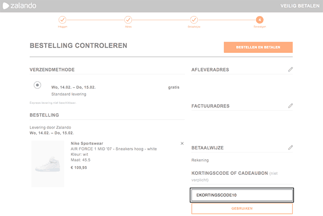 Zalando kortingscode gebruiken